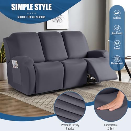TAOCOCO Recliner Sofa Slipcover, 3 Pieces Polyester Fabric Stretch Sofa Covers - Image 2