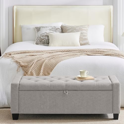 Huatean Home 43" Ottoman with Storage, Light Gray Storage Ottoman Bench - Image 5