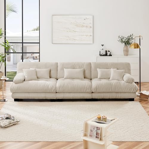 Modular Sectional Sofa for Living Room, 3 Seater Beige Large Sectional Couches by Wunlerlant