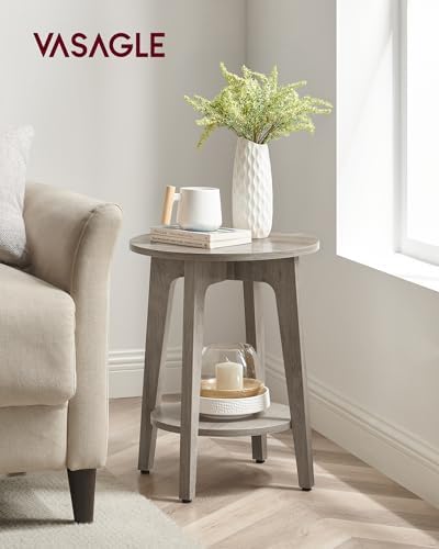 VASAGLE Round Side Table with Lower Shelf, End Table - Image 2