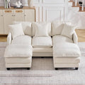 72'' Cloud 3 Seater Couch with 2 Ottomans, U Shaped Sofa with 3 Throw Pillows by HOCAT