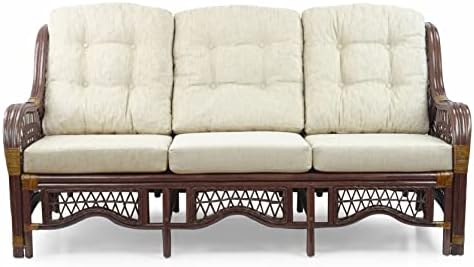 Malibu Lounge Three-Seater Sofa Natural Rattan Wicker Handmade Design - Image 6