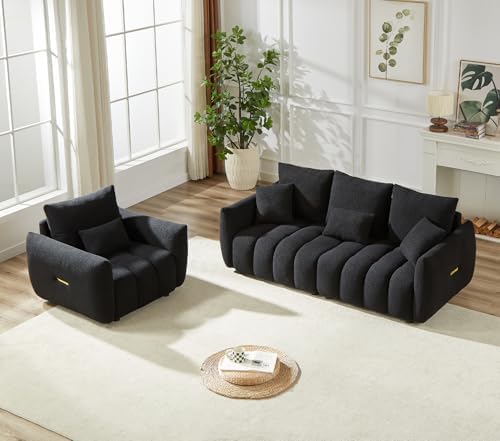 Antetek Set of 3 Teddy Fabric Sofa - Image 5