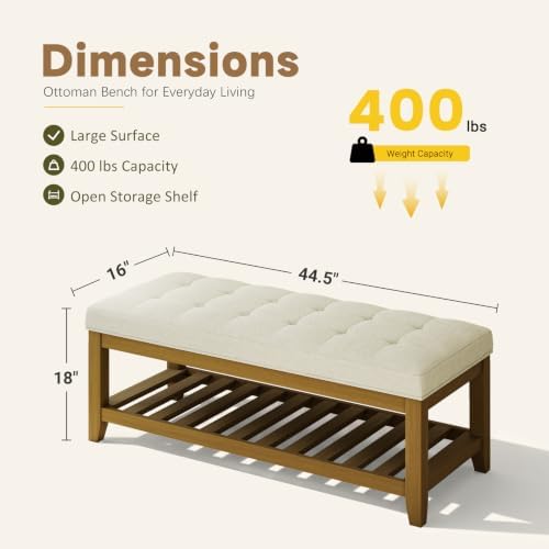 Befurtori Ottoman with Storage Bench, Linen Upholstered Bench - Image 2