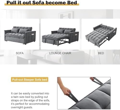 NicBex Sleeper Sofa Bed with Adjustable Backrest & Side Pockets - Image 6