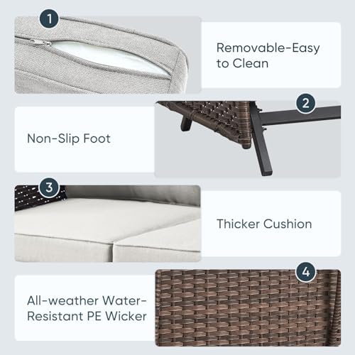 Belord Outdoor Glider Bench Patio Loveseat - Image 5