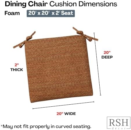 RSH DECOR: Sunbrella Foam Chair Cushions Set of 2 | 20" x 20" x 2" | - Image 3