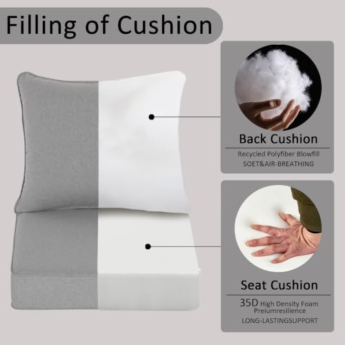 COZYVIDA Patio Seat Cushions, Light Grey - Image 6