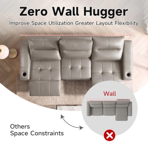 Zero Gravity Electric Recliner Sofas Genuine Leather Couch - Image 4