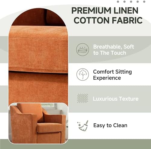 Swivel Accent Chairs Set of 2, Chenille Armchair - Image 5