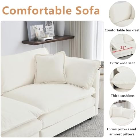 mikibama Luxury 2 Piece Cloud Couches Set, Modern Upholstered Chenille 3 Seater - Image 3