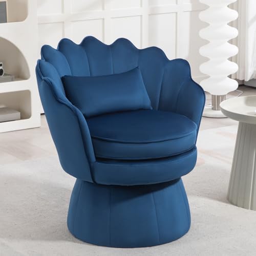ZJhome 360° Swivel Accent Chair, Mid-Century Modern Velvet Barrel Chair - Image 3