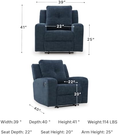 Signature Design by Ashley Danum Contemporary Manual Tufted Wall Hugger Recliner - Image 3