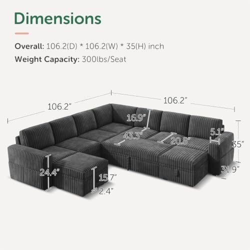 HONBAY Modular Sectional Sleeper Sofa - Image 2