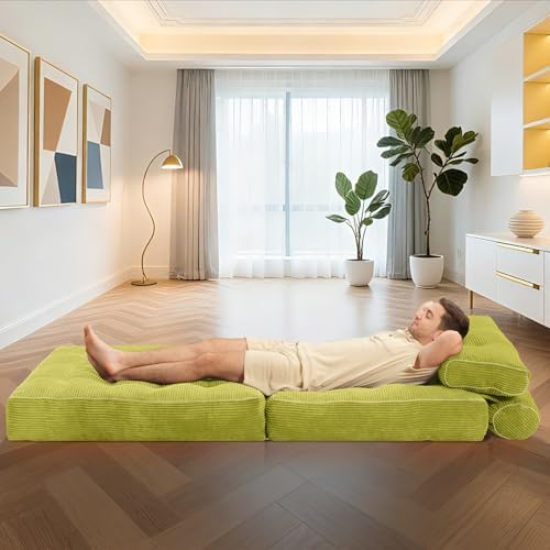 HABUTWAY Folding Sofa Bed, Convertible Sleeper Chair Bed w/2-Pillow & Handle - Image 5