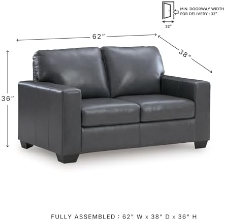Signature Design by Ashley Blue Small Leather Loveseat - Image 3