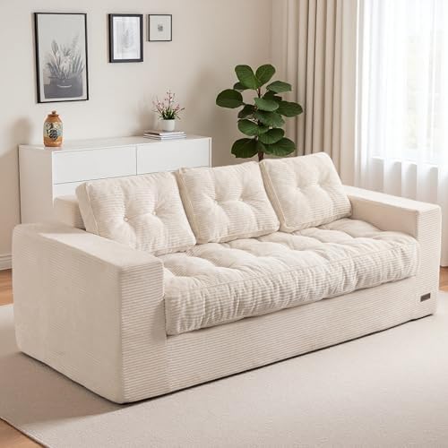 MAXYOYO Loveseat Sofa Couch, Upholstered Bean Bag Chair Cloud Seat by MAXYOYO