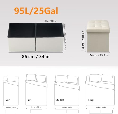 AmasSmile Footrest Ottoman Storage Bench - Image 2