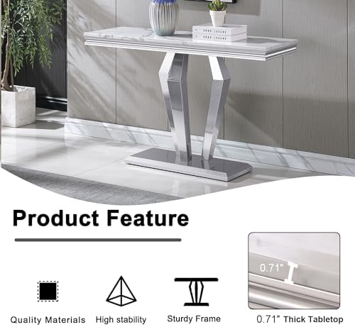Henf 47in Faux Marble Console Table - Image 6