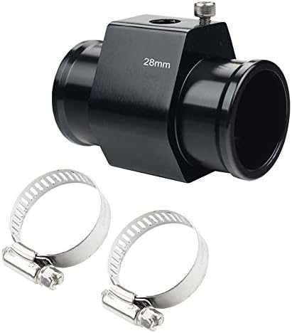 Dewhel Aluminum Black Water Temp Meter Temperature Gauge Joint Pipe Radiator - Image 2