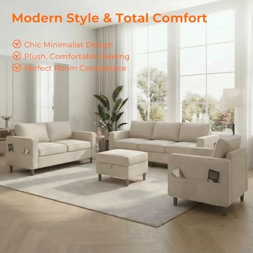 ijuicy 3PCS Sectional Sofa Set, Modern 6 Seater Couch Set - Image 3
