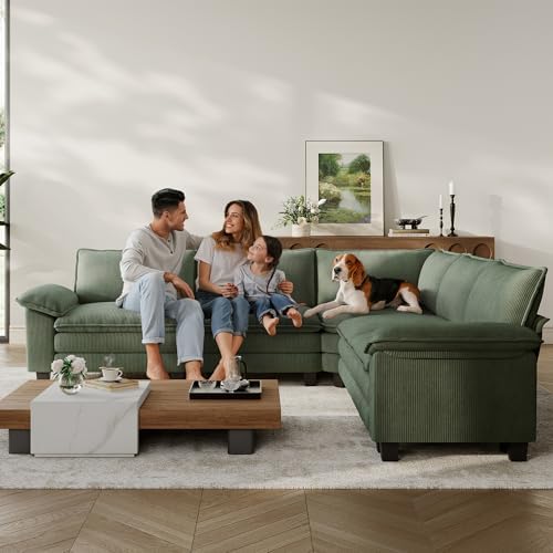 LINSY HOME Modular Sectional Sofa 5 Seat Couch Corduroy Cloud Couch - Image 3