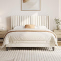 Yaheetech Queen Bed Frame with Headboard, Ivory Channel-Tufted Platform by Yaheetech