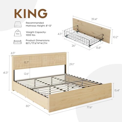 Brafab Natural Rattan King Bed Frame - Image 2