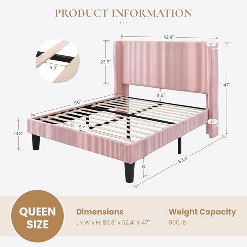 SHA CERLIN Queen Corduroy Platform Bed - Image 2