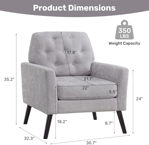 Accent Chair Set of 2, Mid Century Modern Living Room Chairs Reading Chair - Image 2