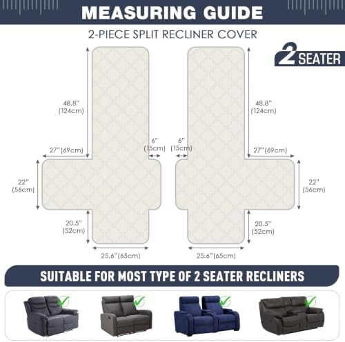 TAOCOCO Waterproof Loveseat Recliner Covers Non Slip - Image 2