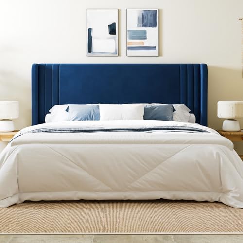 Allewie Queen Size Velvet Platform Bed Frame, Tall Wingback Headboard - Image 3