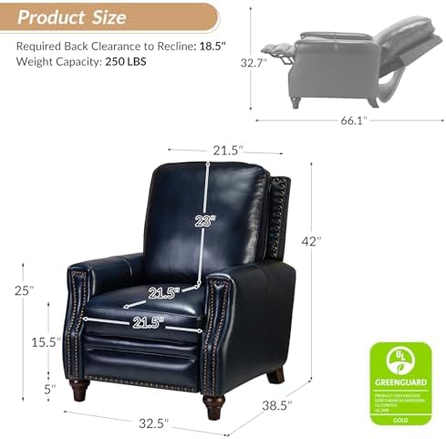 HULALA HOME Genuine Leather Manual Recliners Set of 2 - Image 2