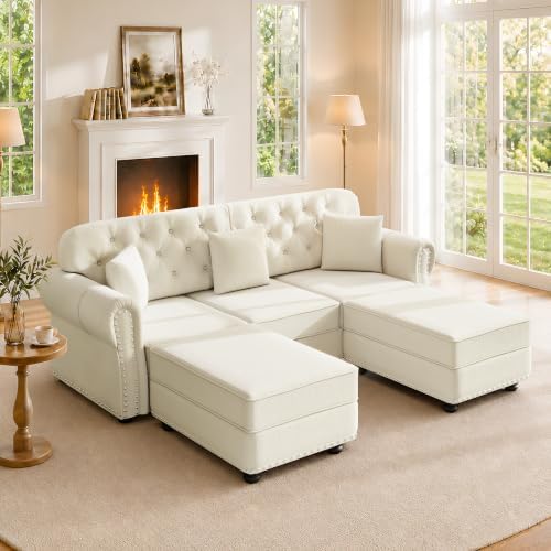 82.6" Velvet Chesterfield Sofa by SmartEdge
