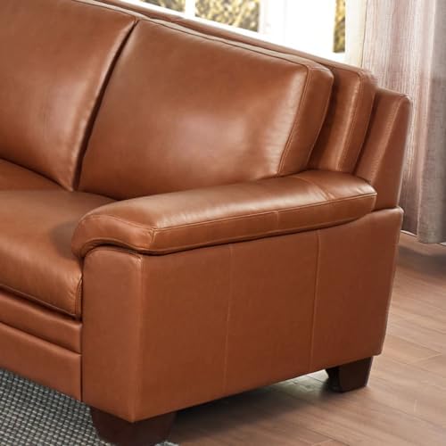 Hydeline Magnum Top Grain Leather Sofa Couch, Nutmeg Brown, Memory Foam and - Image 6