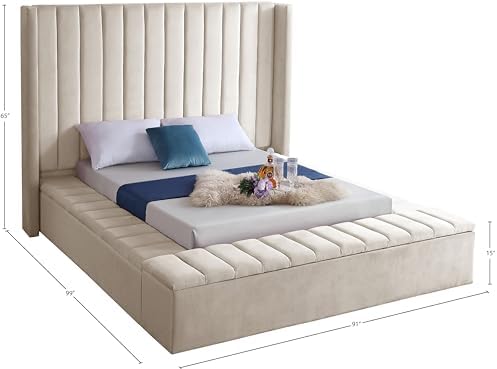 Meridian Furniture Kiki Collection Modern | Contemporary Velvet Upholsterd Bed - Image 3