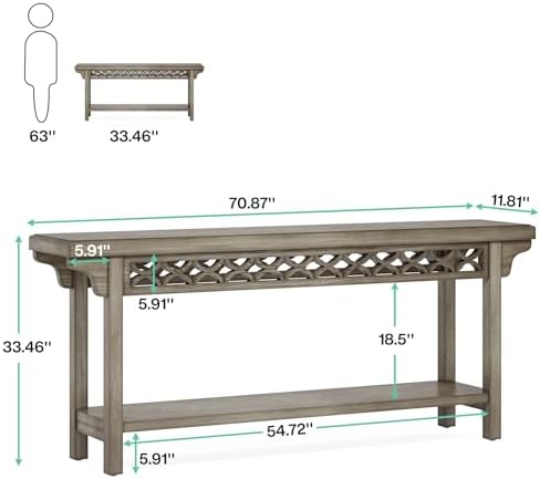 Tribesigns 70.8-Inch Solid Wood Long Console Table, Farmhouse Entryway Table - Image 2
