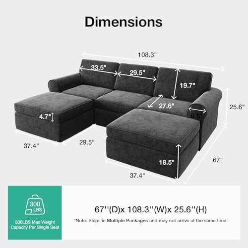 Novilla 108" Modular Sectional Sofa, Modular Sectional Couches - Image 2