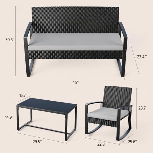 Ahomly 4 Piece Outdoor Patio Furniture Set, Wicker Patio Furniture - Image 2