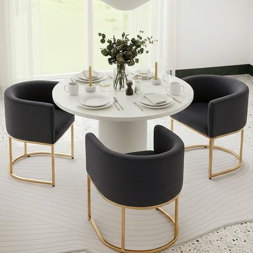 HNY Mid Century Modern Upholstered Barrel Dining Chairs by HNY