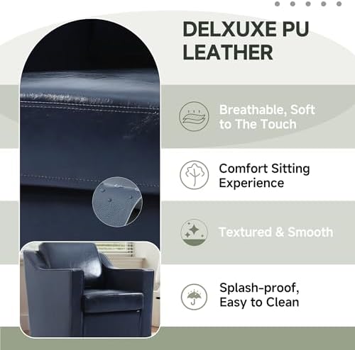 Faux Leather Swivel Accent Chairs Set of 2, Living Room Chair - Image 6