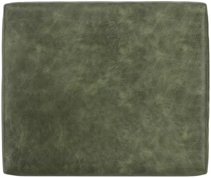 SIMPLIHOME Morrison 33" Wide Genuine Leather Ottoman in Moss Green - Image 6