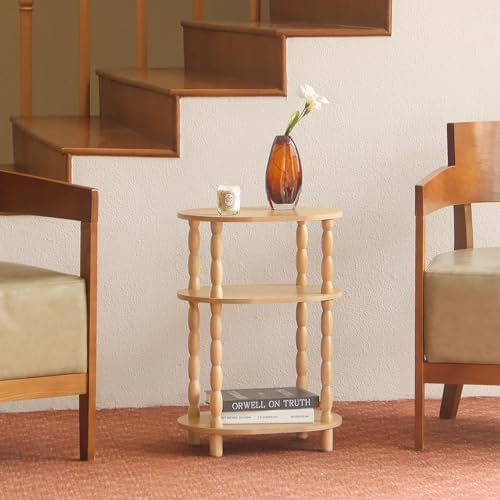 MaxSmeo End Table with Charging Station, Small Oval Side Table - Image 2
