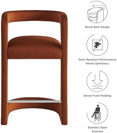 Modway Winslow Performance Velvet Counter Stool - Image 4