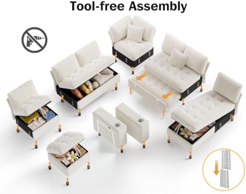 Vipbear 111" Modular Sectional Sleeper Sofa - Image 3