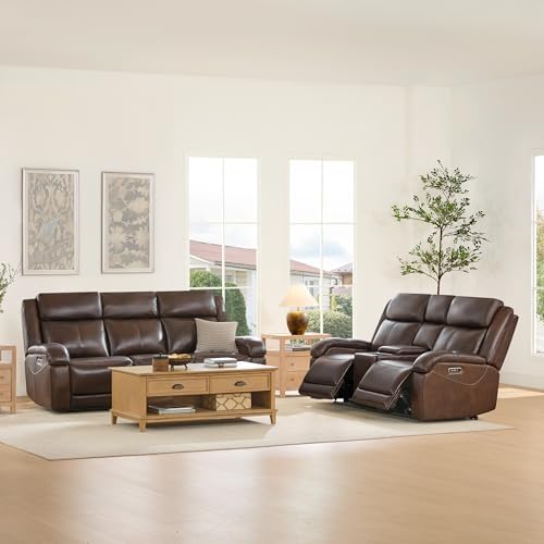 Watson & Whitely Genuine Leather Power Recliner Sofa & Loveseat Set by WatsonWhitely