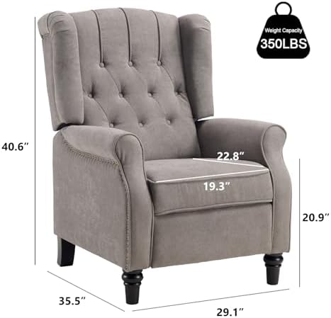 EBELLO Pushback Recliner Chair, Fabric Armchair Push Back Recliner - Image 2