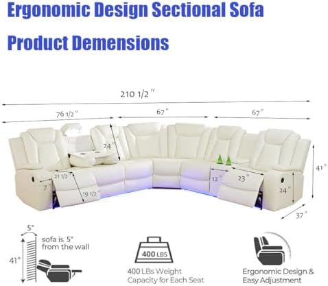 Power Recliner Sectional Sofa Couch and Loveseat, Power Sectional Sofa Sets - Image 2