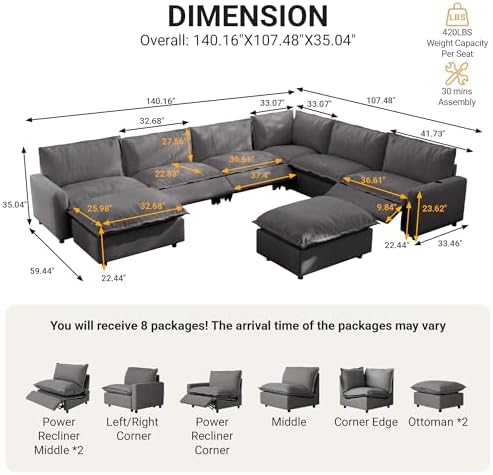 140.16" Power Reclining Sofa - Image 2