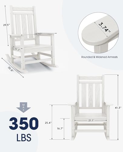 KINGYES Oversized Outdoor Rocking Chair Set of 6, HDPE Patio Rockers - Image 3